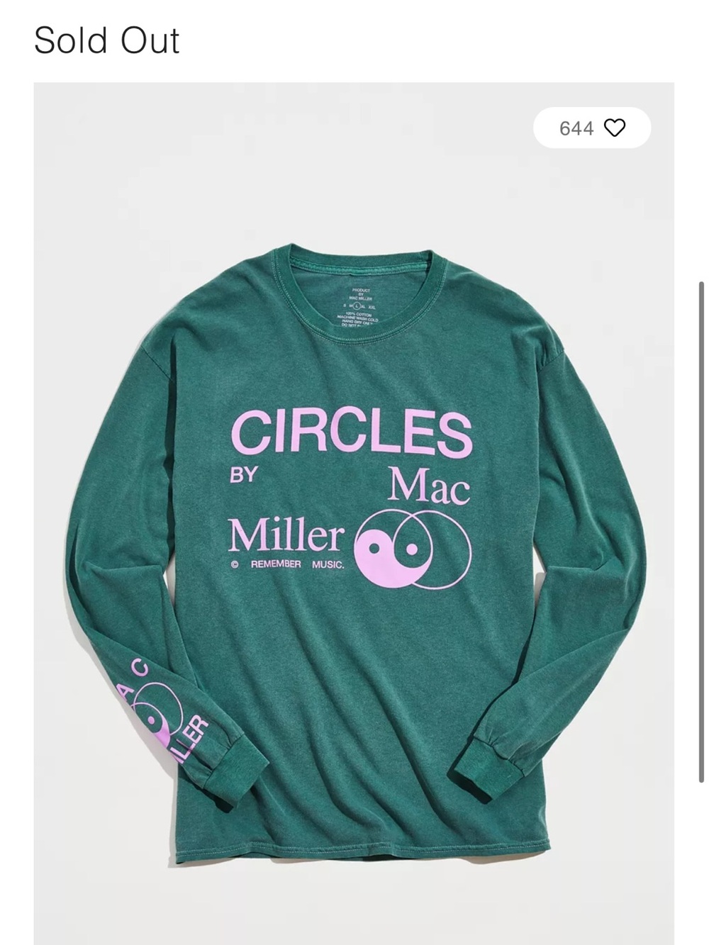 Urban Outfitters Green Long Sleeve Graphic Tee with Pink Print